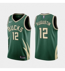 Men Milwaukee Bucks D.J. Augustin 2021 Earned Green Jersey