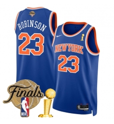 Men New Yok Knicks  Mitchell Robinson Blue 2026 Finals Patch And Finals Champions Patch Icon Edition Stitched Basketball Jersey
