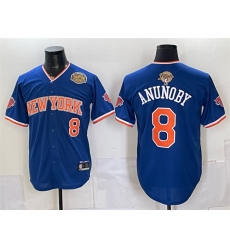Men New York Knicks  8 OG Anunoby Royal 2026 Finals   Eastern Conference Champions Patch Stitched Baseball Jersey
