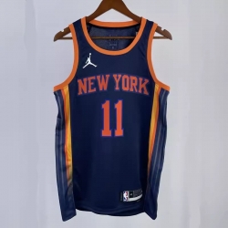 Men New York Knicks Jalen Brunson Navy Blue City Edition Stitched Basketball Jersey