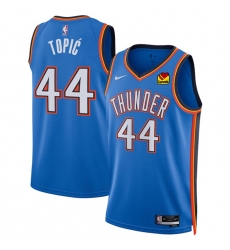 Men Oklahoma City Thunder 44 Nikola Topi u0107 Blue 2024 Draft Icon Edition Stitched Basketball Jersey