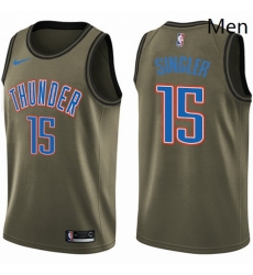 Mens Nike Oklahoma City Thunder 15 Kyle Singler Swingman Green Salute to Service NBA Jersey