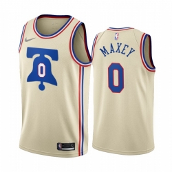 Men Philadelphia 76ers 0 Tyrese Maxey Cream NBA Swingman 2020 21 Earned Edition Jersey