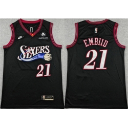 Men Philadelphia 76ers 21 Joel Embiid Black 2025 Classic Edition Stitched Stitched Jersey