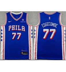 Men Philadelphia 76ers 77 V  J  Edgecombe Royal Icon Edition Stitched Jersey