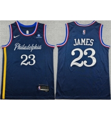 Men Philadelphia 76ers LeBron James Navy 2026 City Edition With Patch Stitched Jersey Men Philadelphia 76ers LeBron James Navy 2026 City Edition With Patch Stitched Jersey