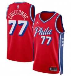 Men Philadelphia 76ers V J Edgecombe #77 Jordan Brand Red Swingman Jersey Statement Edition Men Philadelphia 76ers V J Edgecombe #77 Jordan Brand Red Swingman Jersey Statement Edition