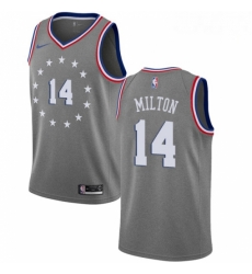 Mens Nike Philadelphia 76ers 14 Shake Milton Swingman Gray NBA Jersey City Edition 