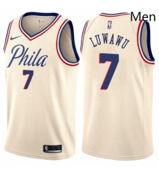 Mens Nike Philadelphia 76ers 7 Timothe Luwawu Authentic Cream NBA Jersey City Edition