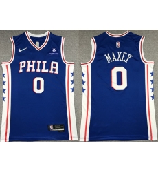 Men's Philadelphia 76ers #0 Tyrese Maxey Royal 75th Anniversary Icon Edition Swingman Stitched Jersey