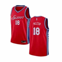 Mens Philadelphia 76ers 18 Shake Milton Authentic Red Basketball Jersey Statement Edition 