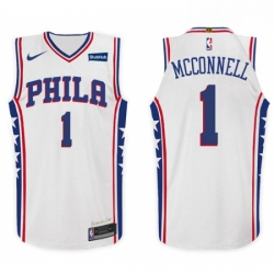 Nike NBA Philadelphia 76ers 1 T J McConnell Jersey 2017 18 New Season White Jers