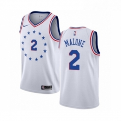 Womens Nike Philadelphia 76ers 2 Moses Malone White Swingman Jersey Earned Edition