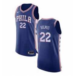 Womens Nike Philadelphia 76ers 22 Richaun Holmes Authentic Blue Road NBA Jersey Icon Edition 