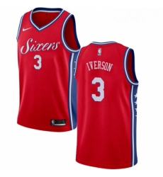 Womens Nike Philadelphia 76ers 3 Allen Iverson Authentic Red Alternate NBA Jersey Statement Edition