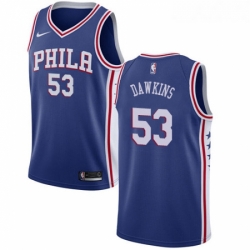 Womens Nike Philadelphia 76ers 53 Darryl Dawkins Swingman Blue Road NBA Jersey Icon Edition 