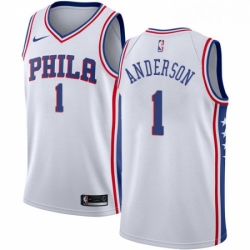 Youth Nike Philadelphia 76ers 1 Justin Anderson Swingman White Home NBA Jersey Association Edition