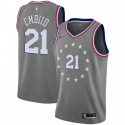 Youth Nike Philadelphia 76ers 21 Joel Embiid Swingman Gray NBA Jersey City Edition