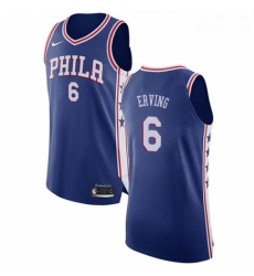 Youth Nike Philadelphia 76ers 6 Julius Erving Authentic Blue Road NBA Jersey Icon Edition