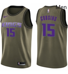 Mens Nike Sacramento Kings 15 DeMarcus Cousins Swingman Green Salute to Service NBA Jersey