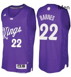 Mens Sacramento Kings 22 Matt Barnes Purple 2016 2017 Christmas Day NBA Swingman Jersey 