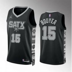 Men San Antonio Spurs 15 Jamaree Bouyea Black Statement Edition Stitched Basketball Jersey