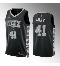 Men San Antonio Spurs 41 Raiquan Gray Black Statement Edition Stitched Basketball Jersey