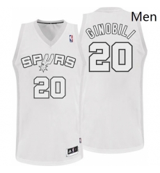 Mens Adidas San Antonio Spurs 20 Manu Ginobili Authentic White Winter On Court NBA Jersey