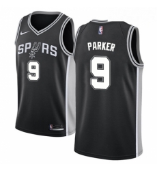 Mens Nike San Antonio Spurs 9 Tony Parker Swingman Black Road NBA Jersey Icon Edition