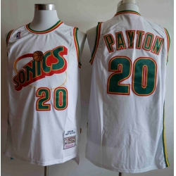 Men Seattle SuperSonics Gary Payton 20 White Mitchell Ness Jersey