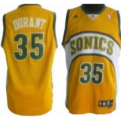 Seattle Supersonics #35 Kevin Durant Yellow Swingman Jerseys