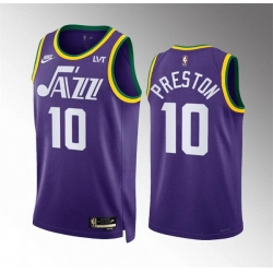 Men Utah Jazz 10 Jason Preston Purple 2023 24 City Edition Stitched Basketball Jersey