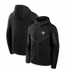 Men New Orleans Saints Black Tech Fleece Full Zip Windrunner Hoodie Men New Orleans Saints Black Tech Fleece Full Zip Windrunner Hoodie