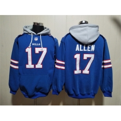 Men Buffalo Bills 17 Josh Allen Red Blue Ageless Must Have Lace Up Pullover Hoodie