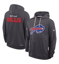 Men Buffalo Bills Anthracite Sideline Standard Issue Initial Home Dri FIT Pullover Hoodie