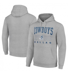 Men Dallas Cowboys Grey Throwback Logo Pullover Hoodie