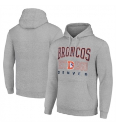 Men Denver Broncos Grey Throwback Logo Pullover Hoodie
