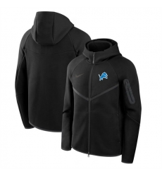 Men Detroit Lions Black Tech Fleece Full Zip Windrunner Hoodie Men Detroit Lions Black Tech Fleece Full Zip Windrunner Hoodie