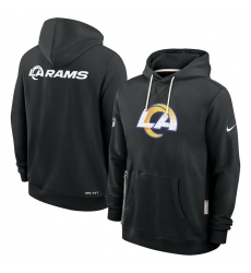 Men Los Angeles Rams Black Sideline Standard Issue Initial Home Dri FIT Pullover Hoodie