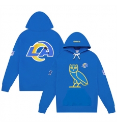 Men Los Angeles Rams Blue OVO Scarlet Icon Team Pullover Hoodie