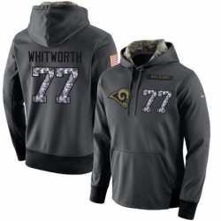 NFL Mens Nike Los Angeles Rams 77 Andrew Whitworth Stitched Black Anthracite Salute to Service Player Performance Hoodie