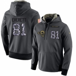 NFL Mens Nike Los Angeles Rams 81 Gerald Everett Stitched Black Anthracite Salute to Service Player Performance Hoodie