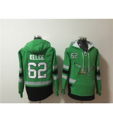 Men Philadelphia Eagles 62 Jason Kelce Green Ageless Must Have Lace Up Pullover Hoodie