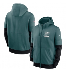 Men Philadelphia Eagles New 2020 Nike Green Black Fan Gear Mascot Performance Full Zip Hoodie