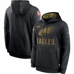 Men Philadelphia Eagles Nike 2020 Salute to Service Sideline Performance Pullover Hoodie Black