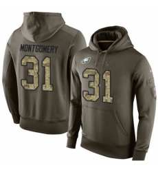 NFL Nike Philadelphia Eagles 31 Wilbert Montgomery Green Salute To Service Mens Pullover Hoodie