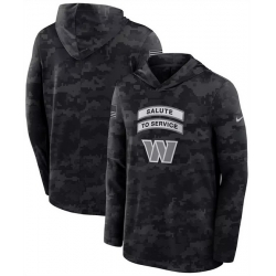 Men Washington Commanders Black 2026 Salute to Service Sideline Lightweight Hoodie Dri FIT Long Sleeve Top