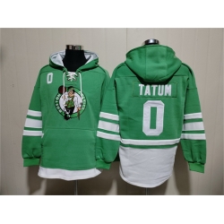 Men Boston Celtics 0 Jayson Tatum Green Lace Up Pullover Hoodie