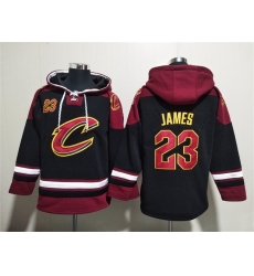 Men Cleveland Cavaliers 23 LeBron James Black Red Ageless Must Have Lace Up Pullover Hoodie