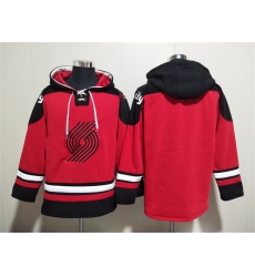 Men Portland Trail Blazers Blank Red Lace Up Pullover Hoodie Men Portland Trail Blazers Blank Red Lace Up Pullover Hoodie